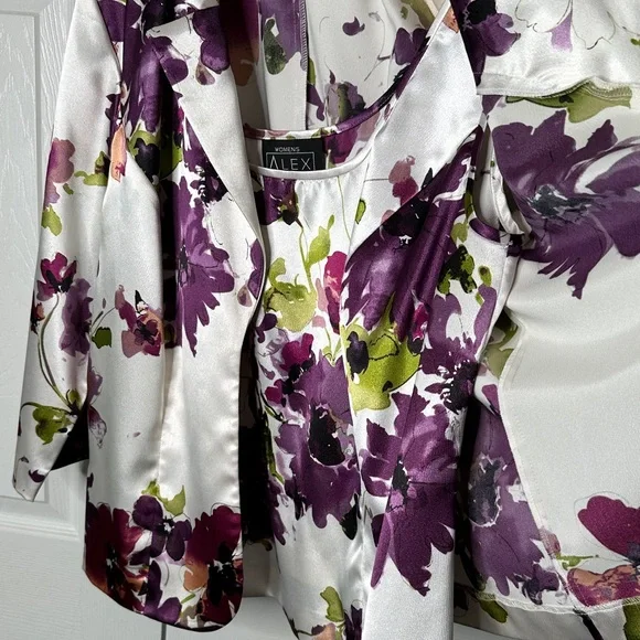 Alex Evenings Women's 1X Vintage Floral 2 Piece Blazer Cami Set NWOT Condition - Picture 5 of 16
